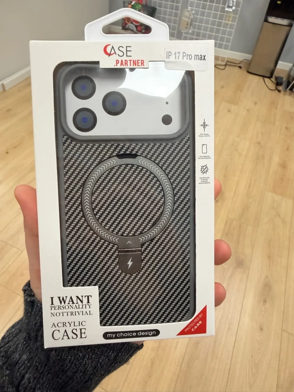 Black/grey Carbon Fiber iPhone Case for 17 Pro Max